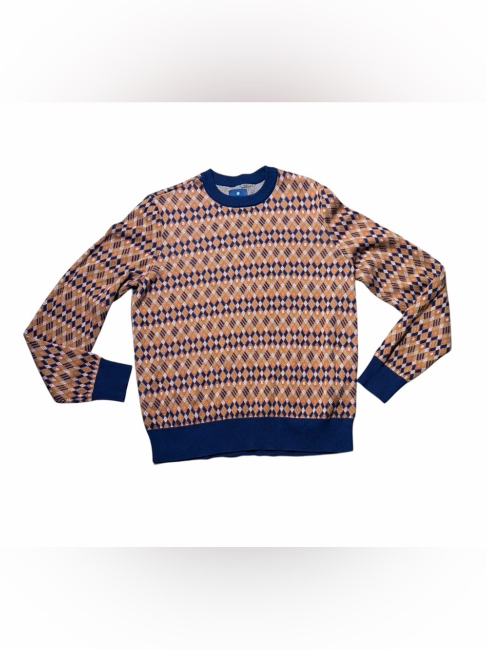 Ben Sherman Men's Argyle Crewneck Sweater - Navy & Tan